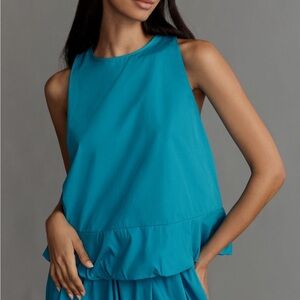 Maeve Sleeveless Bubble Top Tank Blouse Size M Blue NWT